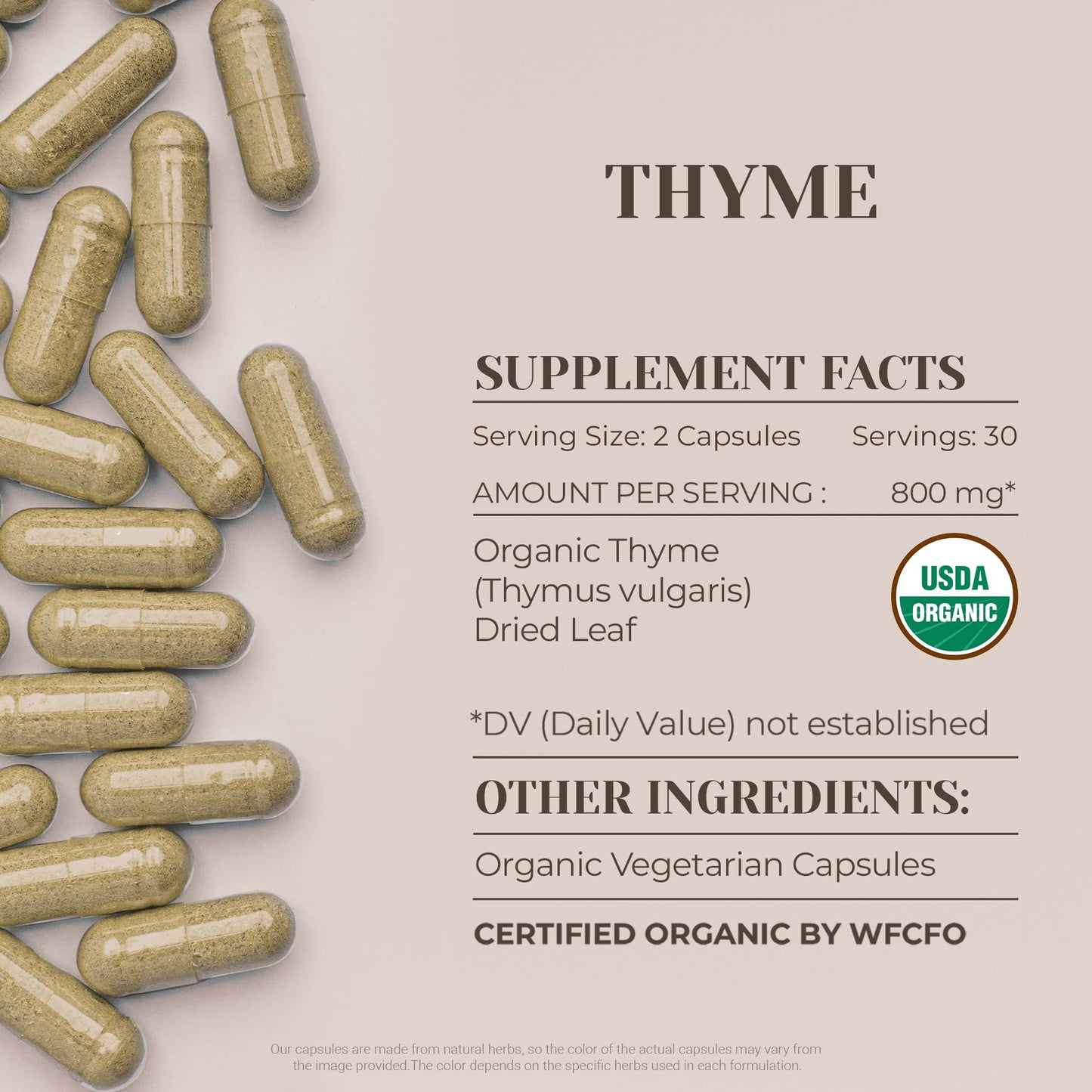 Thyme 60 Capsules | High-Potency Herbal Supplement – USDA Organic Thyme