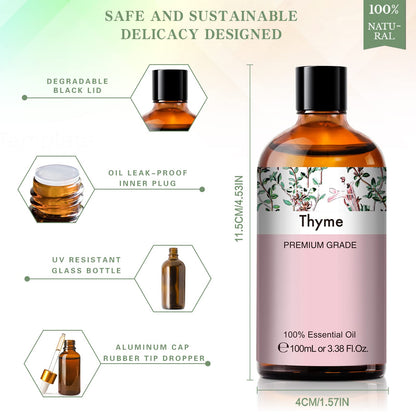 Thyme Essential Oil 100ml | PHATOIL Aromatherapy for Diffuser, DIY Soap & Candles