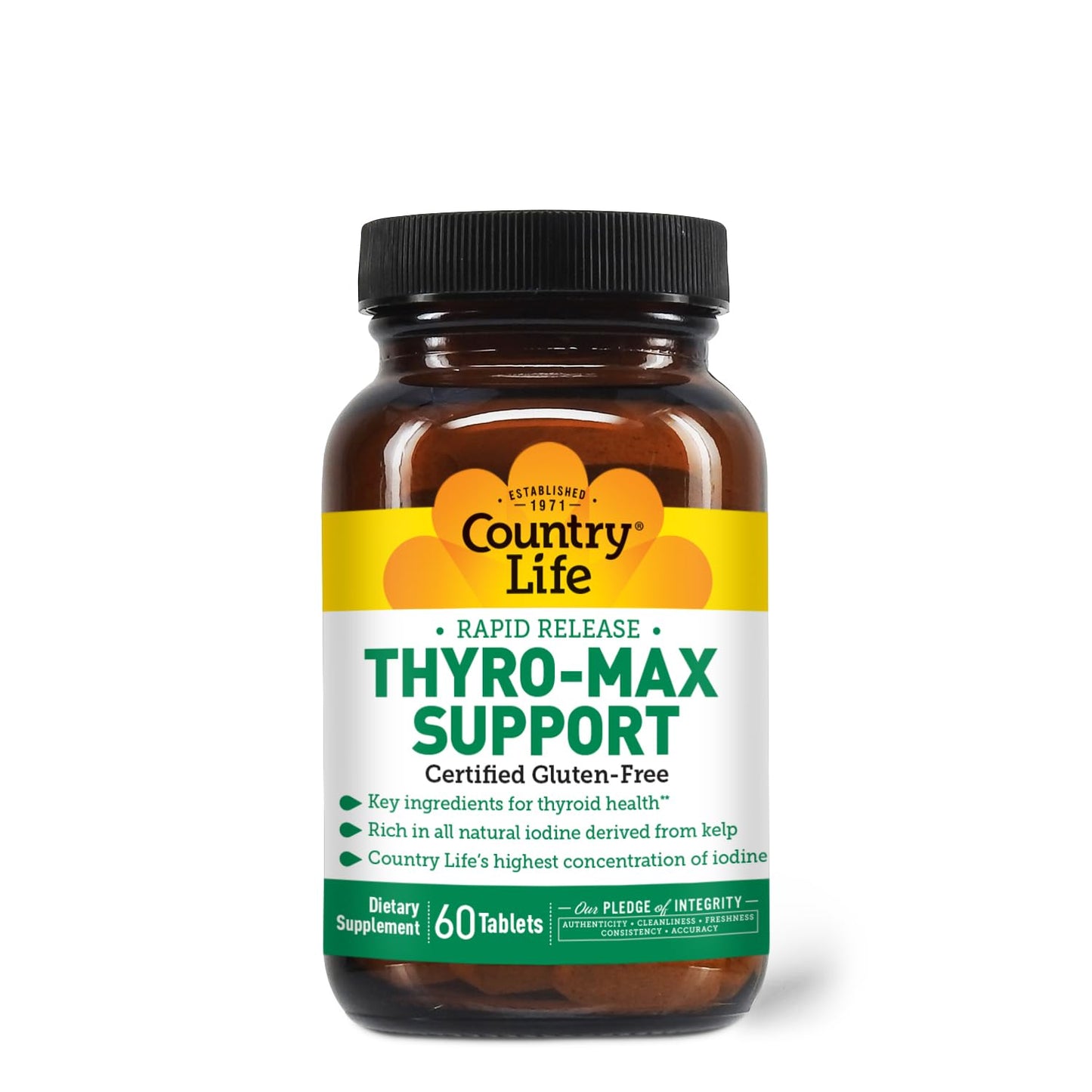 Country Life Thyro-Max Support – Kelp-Derived Iodine & L-Tyrosine