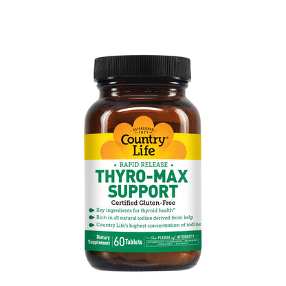 Country Life Thyro-Max Support – Kelp-Derived Iodine & L-Tyrosine