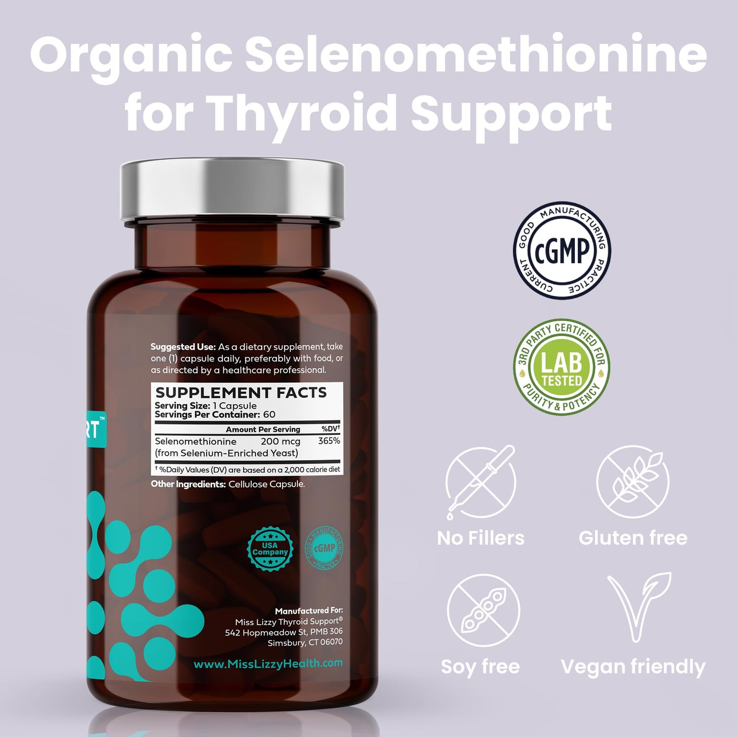 Miss Lizzy ThyroConvert – Organic Selenomethionine for Thyroid & Liver Support (60 Capsules)