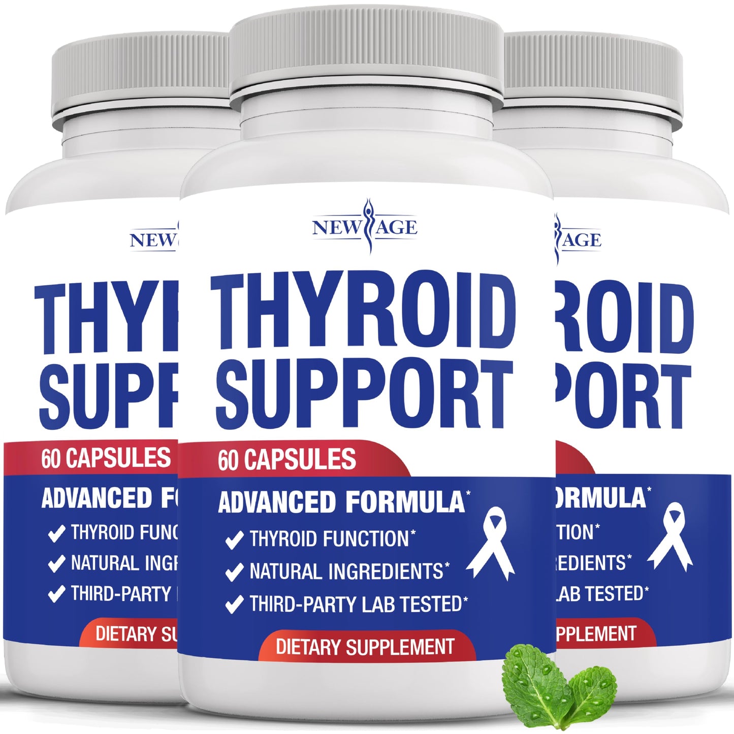 Thyroid Support Supplement for Women & Men with Iodine, B12, Zinc, Selenium, Ashwagandha, Bladderwrack, Turmeric, Schisandra - Non-GMO, Vegetarian - 180 Count