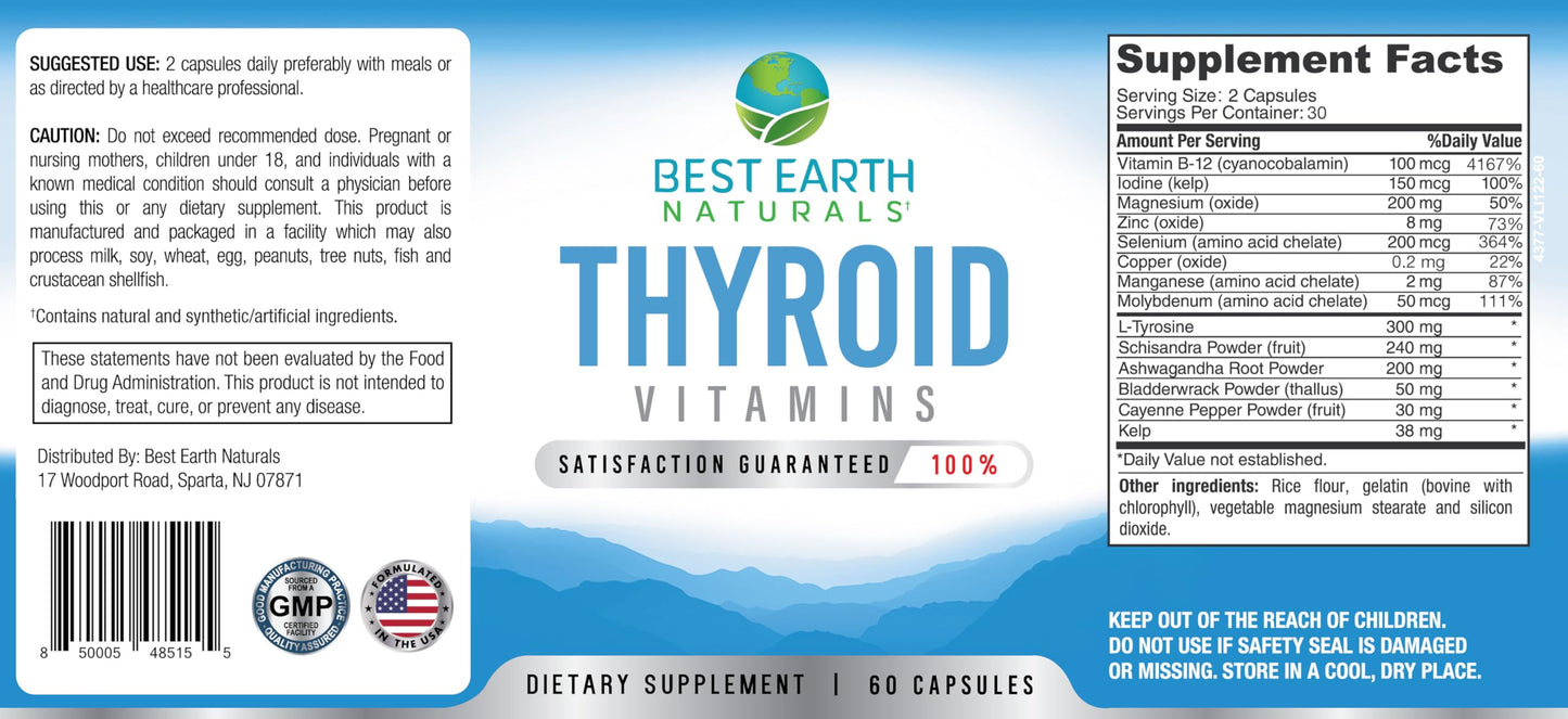 Best Earth Naturals Thyroid Support – 60 Capsules, Pack of 2