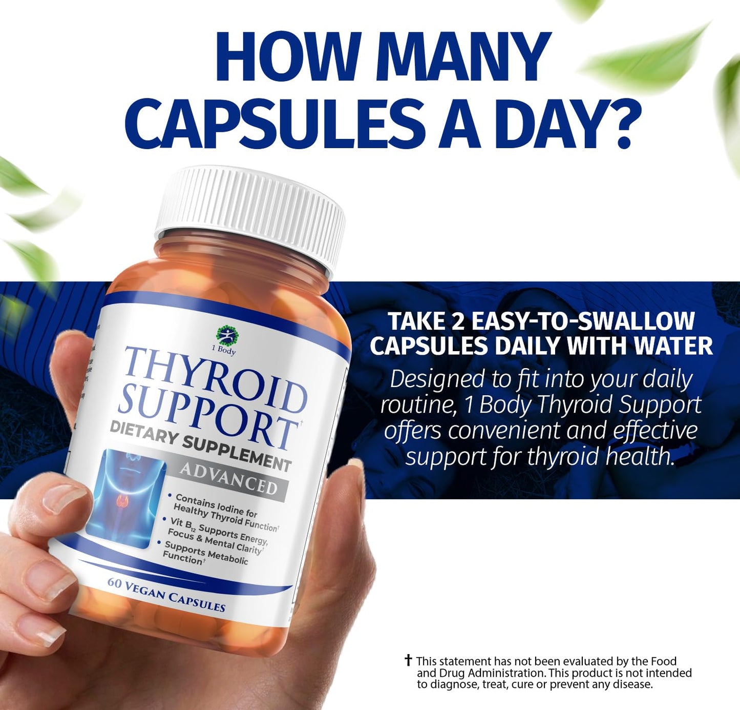 1 Body Thyroid Support Supplement – 90-Day, 3 Pack (Non-GMO Vegetarian)