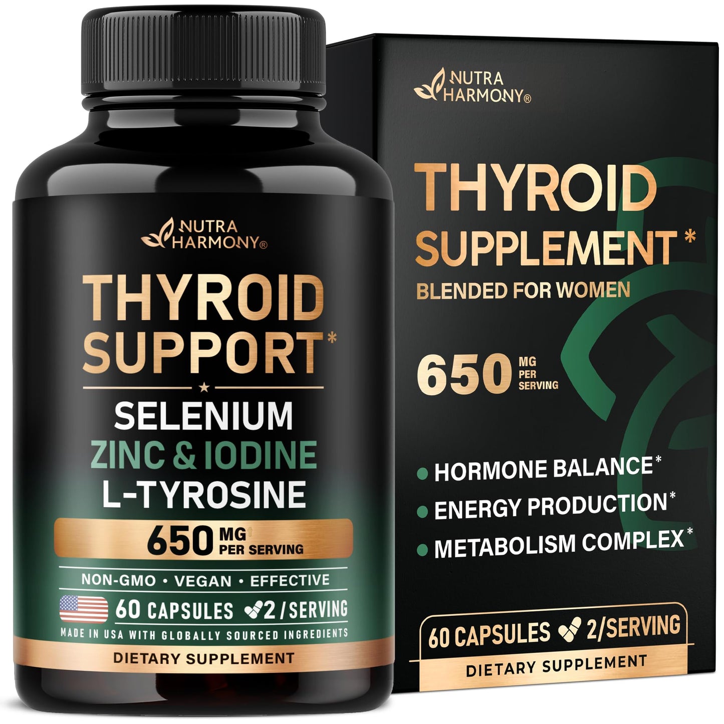 Thyroid Support for Women - Selenium 200 mcg & 21-in-1 Formula | USA
