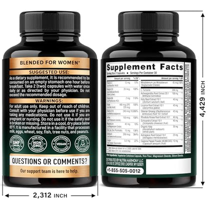 Thyroid Support for Women - Selenium 200 mcg & 21-in-1 Formula | USA