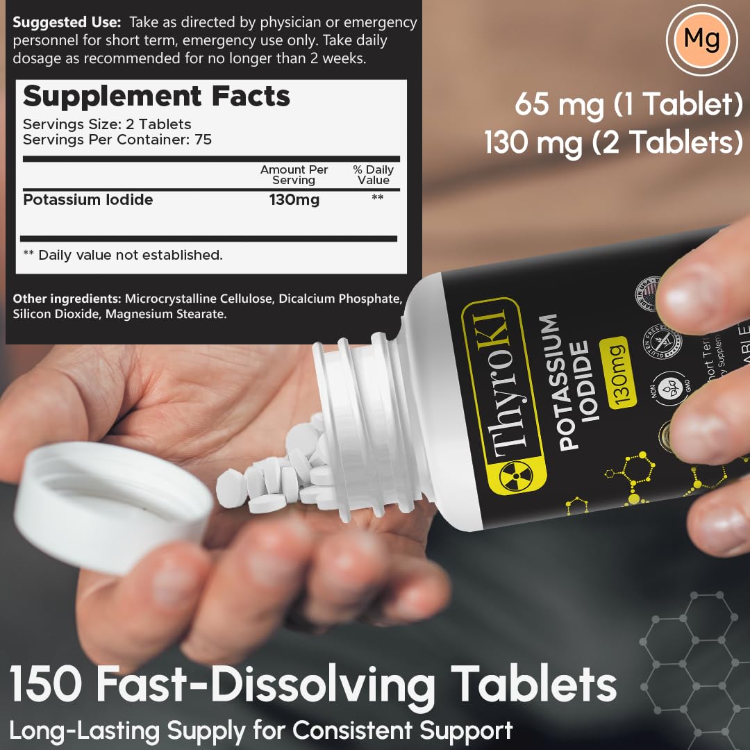 Potassium Iodide 130 mg Tablets – 150 Count | Made in USA