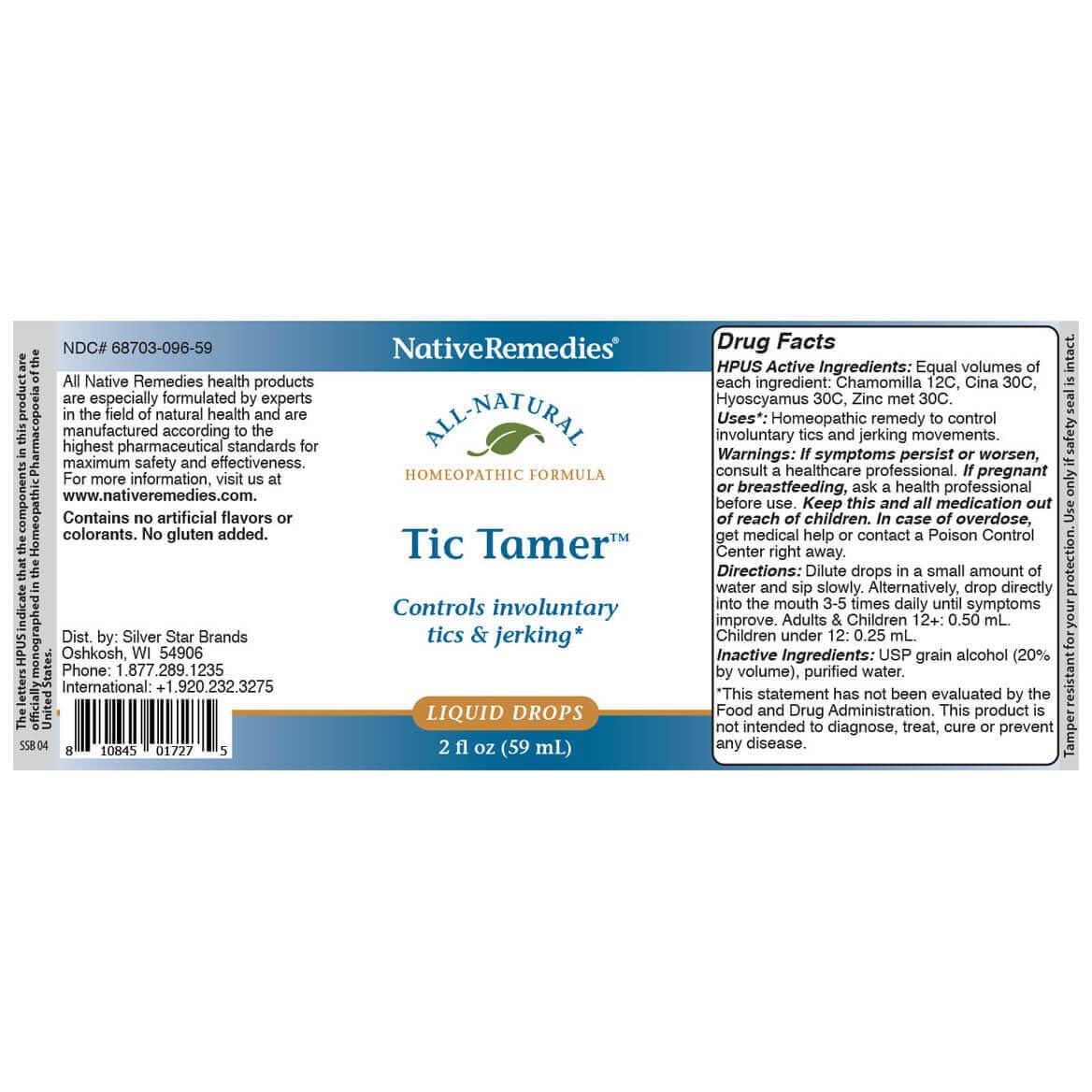 Native Remedies Tic Tamer 2 fl oz – Natural Homeopathic Tic Relief