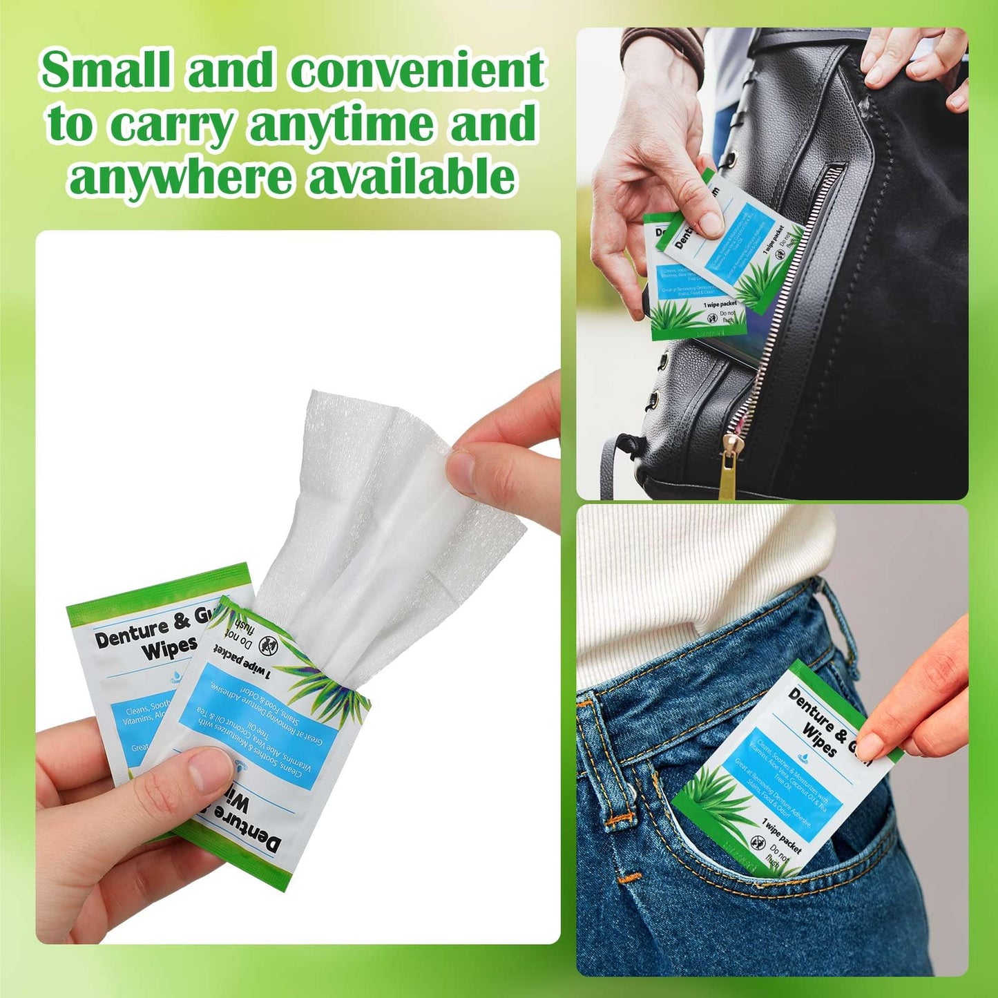 Timgle 100 Pcs Denture Cleaning Wipes - Deep Cleaning for Dentures, Aligners & Mouthguards