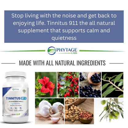 Tinnitus 911 — All-Natural Tinnitus Relief Supplement for Ringing, Hissing, and Buzzing