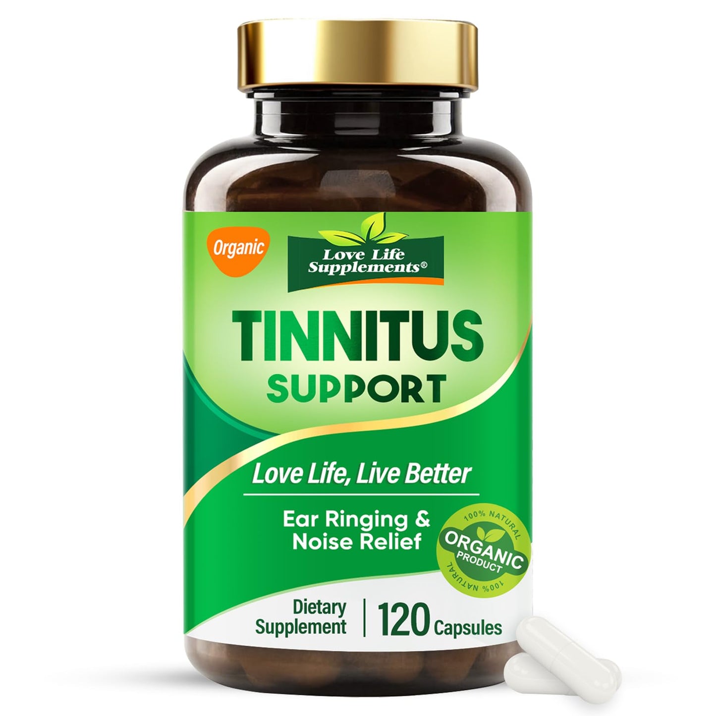 Tinnitus Relief 1200mg Supplement with Vitamin C & B Complex | Ear Ringing Support (60-Day Supply)