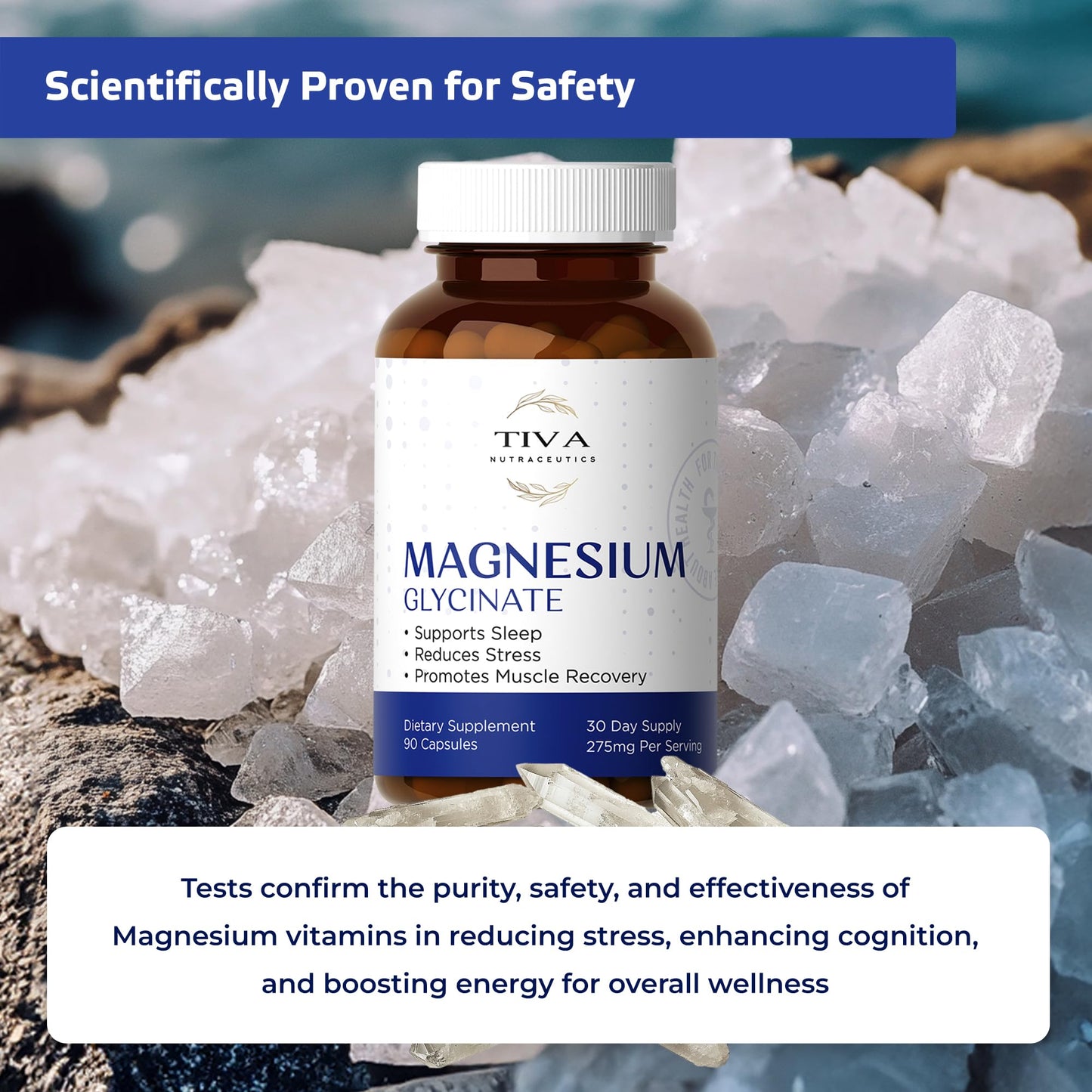 TIVA Nutraceutics Magnesium Glycinate – Gentle, High-Absorption for Sleep & Heart Health | 90 Capsules