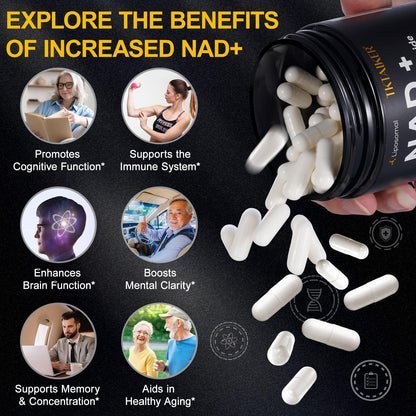 TKTALKER NAD Supplement 910mg NR with Resveratrol & Quercetin | Anti-Aging, Energy & Focus