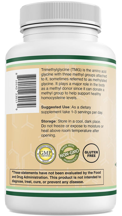 Double Wood TMG Trimethylglycine 1,000mg – 180 Capsules | Homocysteine Support