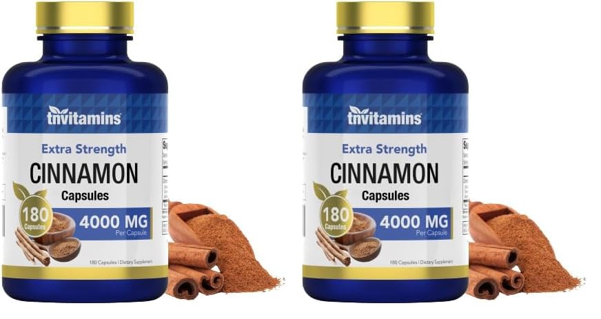 tnvitamins Cinnamon Capsules 4000 mg Equivalent – Cassia & Ceylon Blend, USA Made, 2-Pack