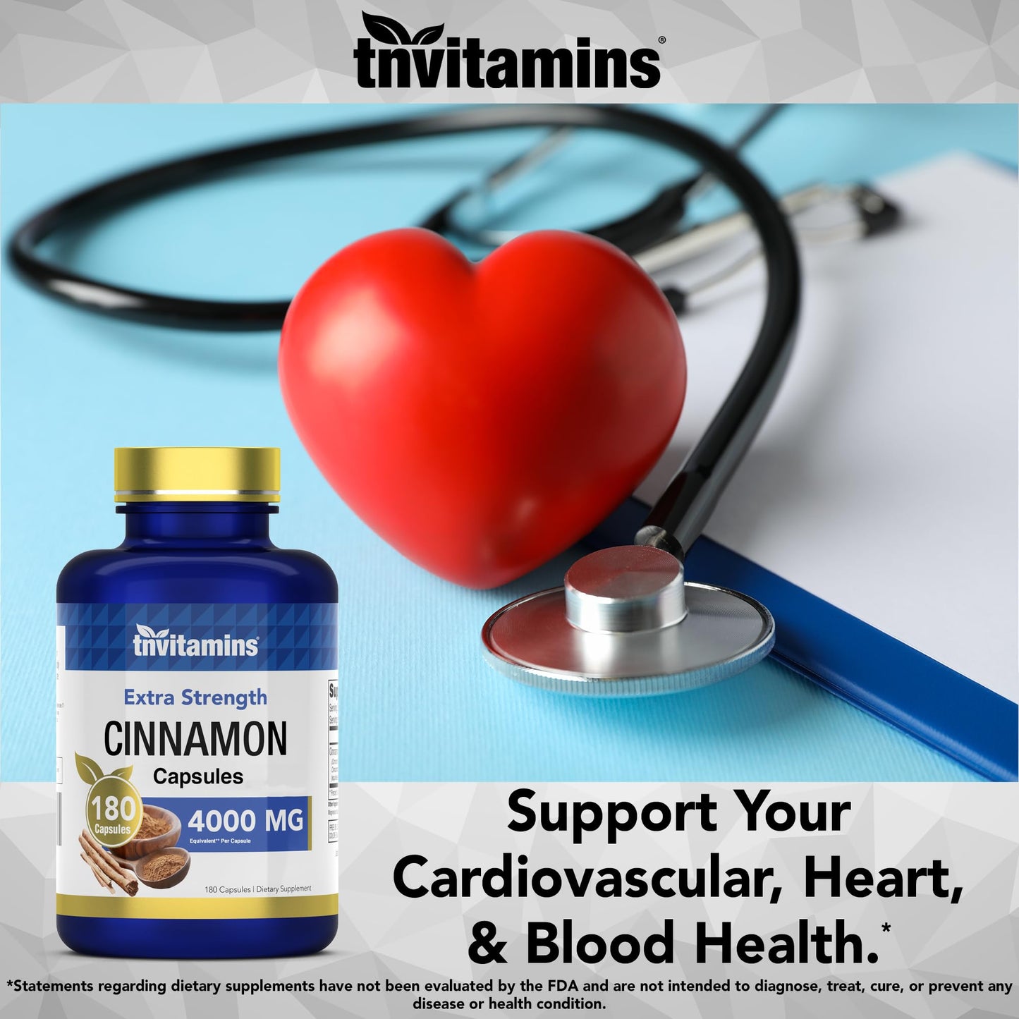 tnvitamins Cinnamon Capsules 4000 mg Equivalent – Cassia & Ceylon Blend, USA Made, 2-Pack
