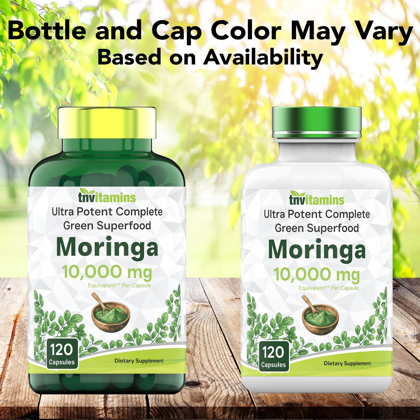TNVitamins Moringa Capsules 10,000 mg - 120 Capsules | Pure Moringa Oleifera Leaf Powder Supplement | Non-GMO | Made in USA