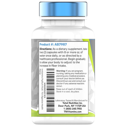 tnvitamins Psyllium Husk Capsules 1700mg | Probiotic Acidophilus | Digestive Fiber (2-Pack)