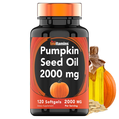 tnvitamins Pumpkin Seed Oil 2000 mg - 120 Softgels | Hair Growth & Bladder Support