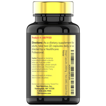 tnvitamins Shilajit Capsules 2400 MG – 180 Caps | Pure Himalayan Shilajit Resin | Non-GMO