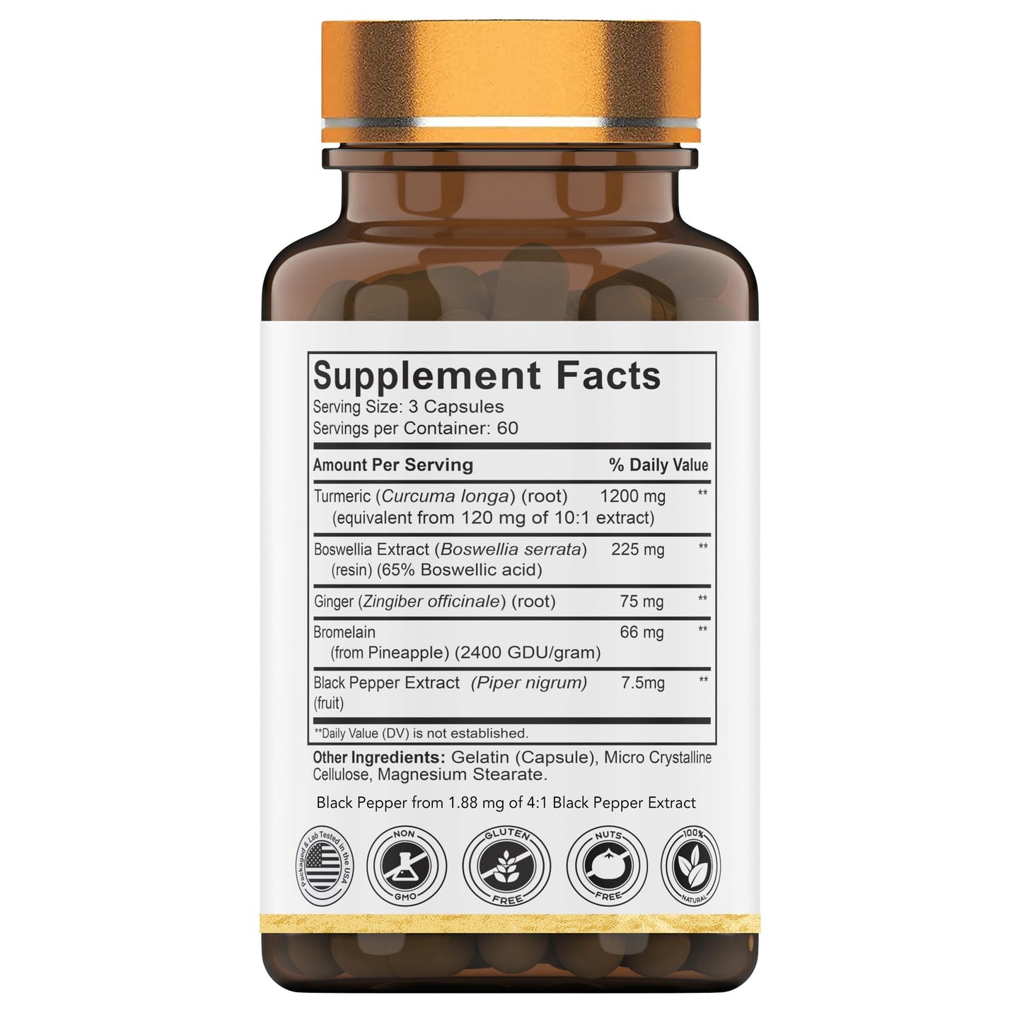 tnvitamins Turmeric & Boswellia Complex (180 Capsules) – Ginger Root, Bromelain & Black Pepper | Joint-Ease Formula | USA Made (Pack of 2)