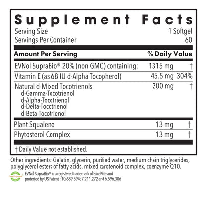 Allergy Research Group Tocomin SupraBio Tocotrienols 200 mg – Palm Tocotrienol Complex, Vitamin E | 60 Softgels