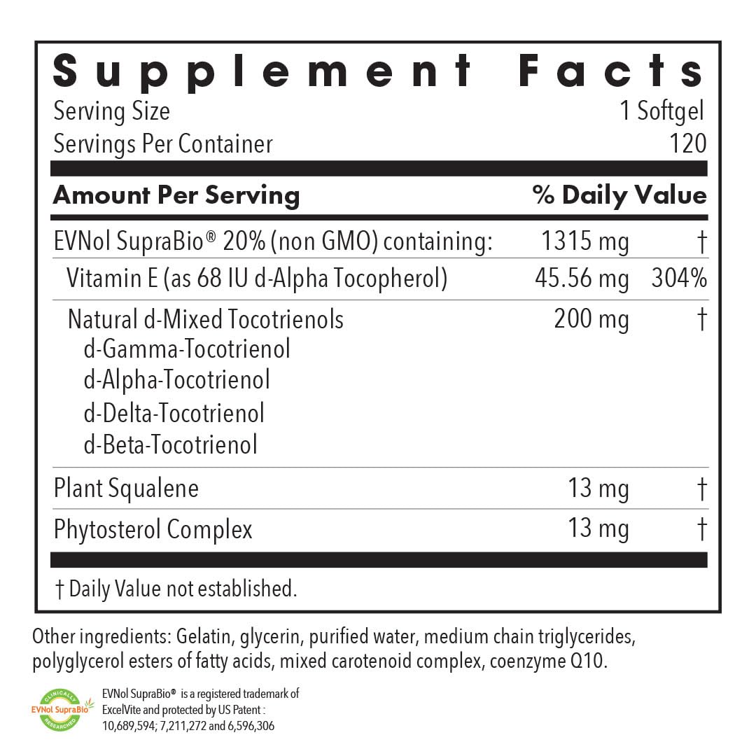 Allergy Research Group Tocomin SupraBio Tocotrienols 200 mg – Enhanced Absorption Palm Tocotrienol Complex (120 Count)