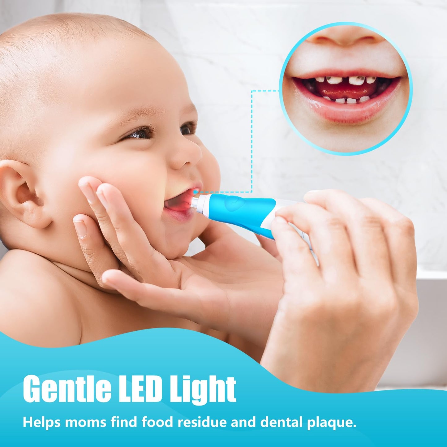 Toddler Electric Toothbrush 1-3 Years | Blue Astronaut, LED, 2-Min Timer, 4 Brush Heads
