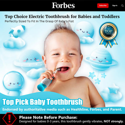 Toddler Electric Toothbrush 1-3 Years | Blue Astronaut, LED, 2-Min Timer, 4 Brush Heads