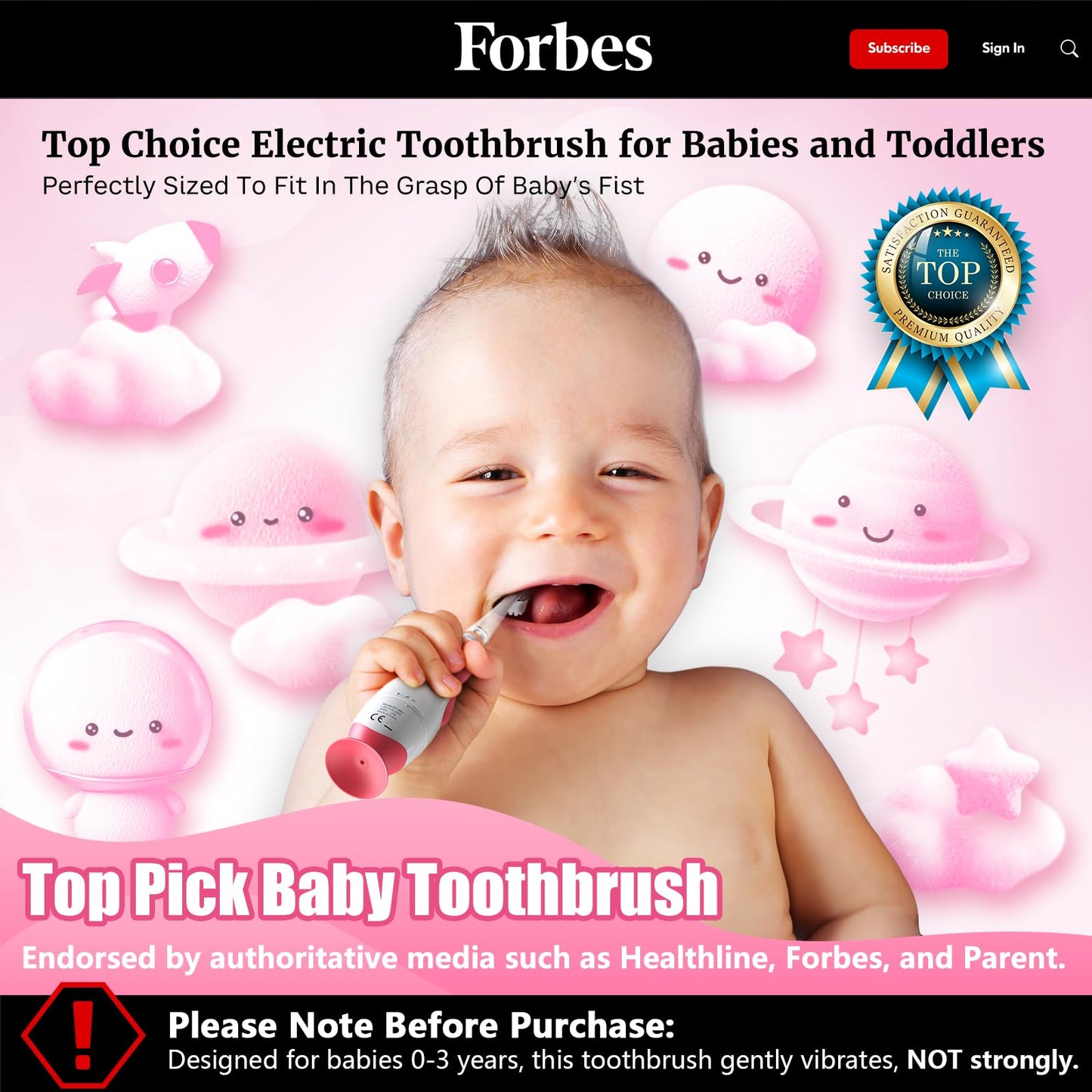 Toddler Electric Toothbrush 1-3 Years – Pink Astronaut