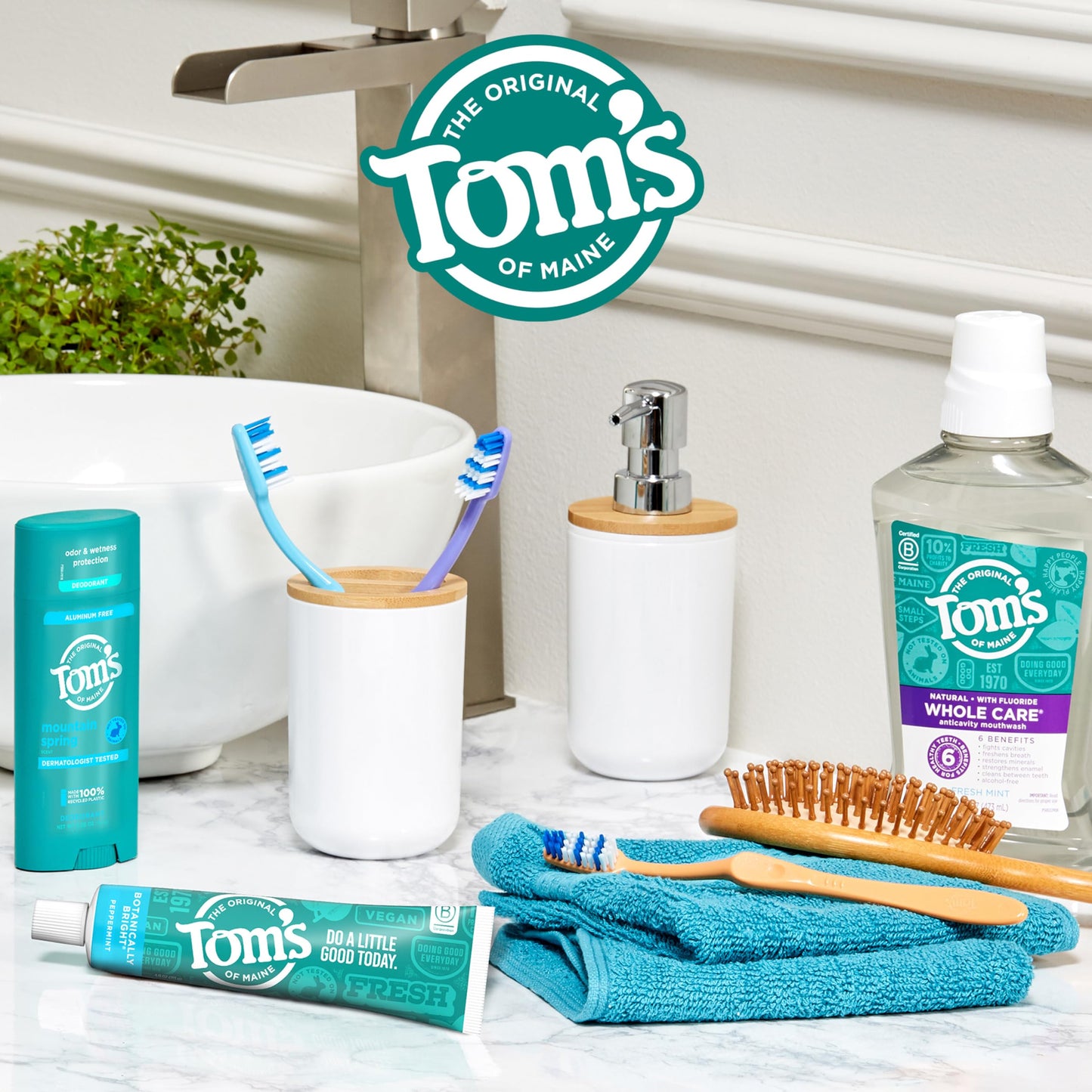 Tom’s of Maine Botanically Bright Fluoride Free Toothpaste – 3 Pack (4.0 oz each) – Vegan, SLS Free, Peppermint