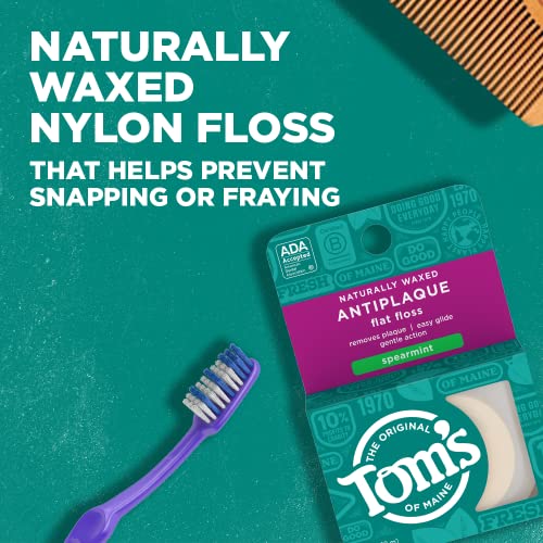 Tom's of Maine Waxed Antiplaque Floss, Spearmint – 32 Yards, 6-Pack (Packaging May Vary)