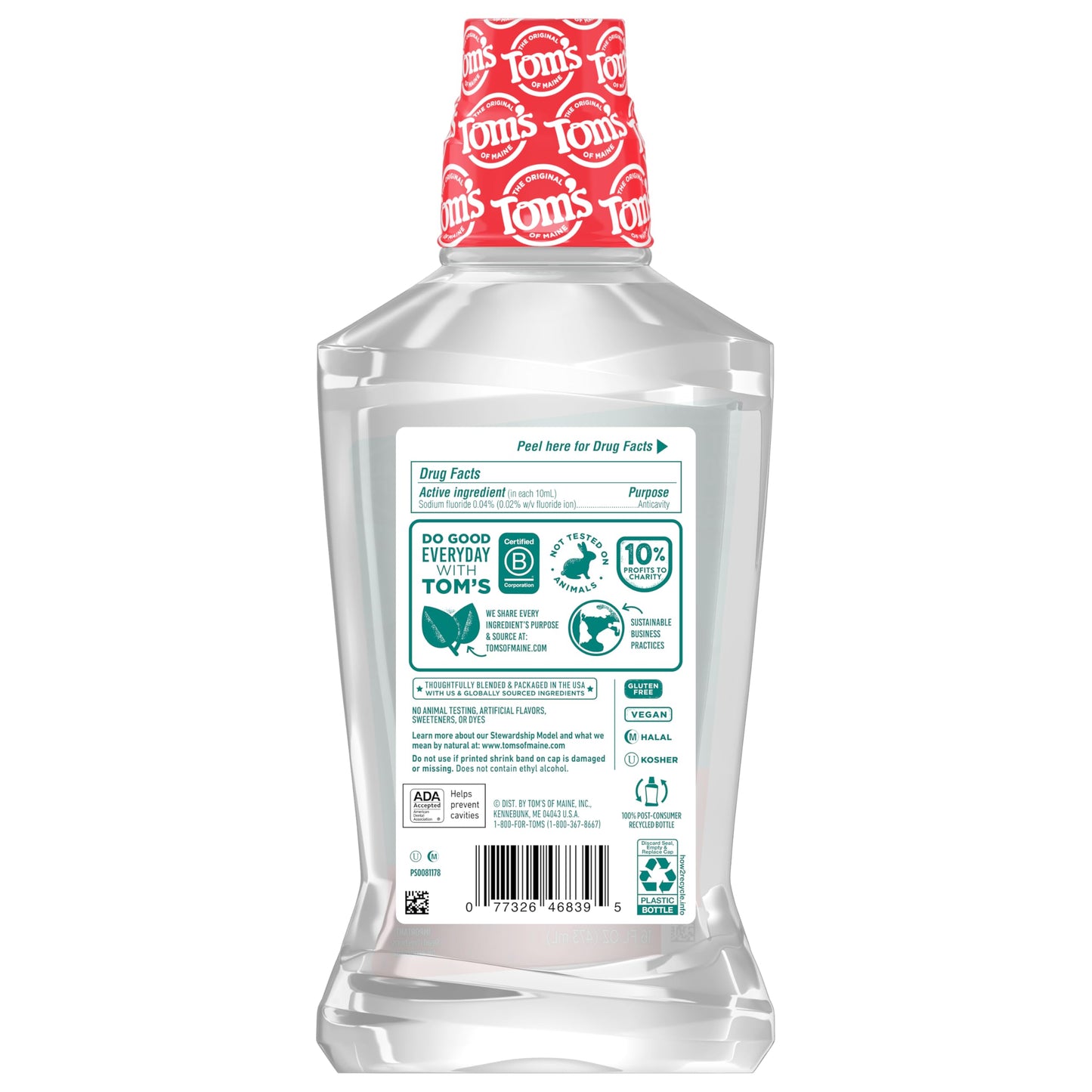 Tom's of Maine Children's Anticavity Fluoride Rinse Mouthwash – Silly Strawberry, 16 Fl Oz (Pack of 6) (Packaging May Vary)