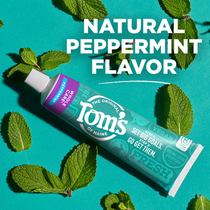 Tom's of Maine Whole Care Natural Fluoride Toothpaste – Peppermint, 4 oz, 3-Pack (Packaging May Vary)