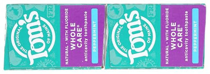Tom's of Maine Whole Care Toothpaste with Fluoride – Peppermint, 4 oz 2-Pack