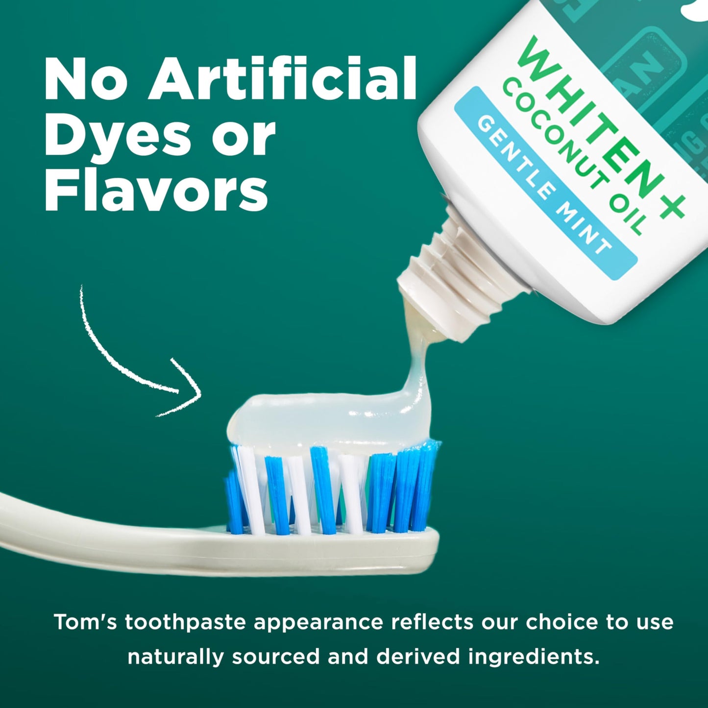 Tom’s of Maine Whiten Plus Coconut Oil Fluoride Free Toothpaste — Natural Whitening, Enamel Safe, Vegan, Gentle Mint, 4.0 Oz (Pack of 3)