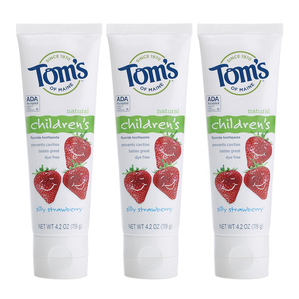 Tom's of Maine Anticavity Fluoride Kids Toothpaste – Silly Strawberry, 4.2 oz, 3 Count
