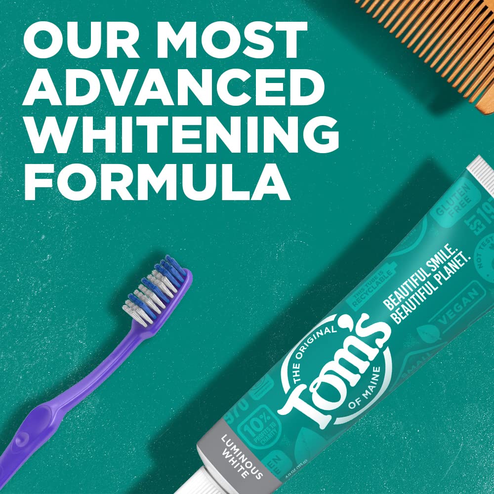 Tom's of Maine Luminous White Toothpaste with Fluoride – Clean Mint, 4.7 oz (Packaging May Vary)