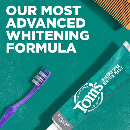 Tom's of Maine Luminous White Toothpaste with Fluoride – Clean Mint, 4.7 oz (Packaging May Vary)