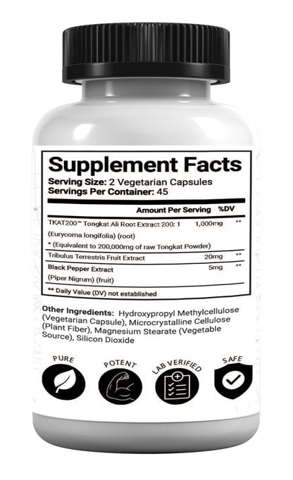 Research Labs Tongkat Ali Extract Capsules 200x — 200,000 mg | Strength, Drive & Performance