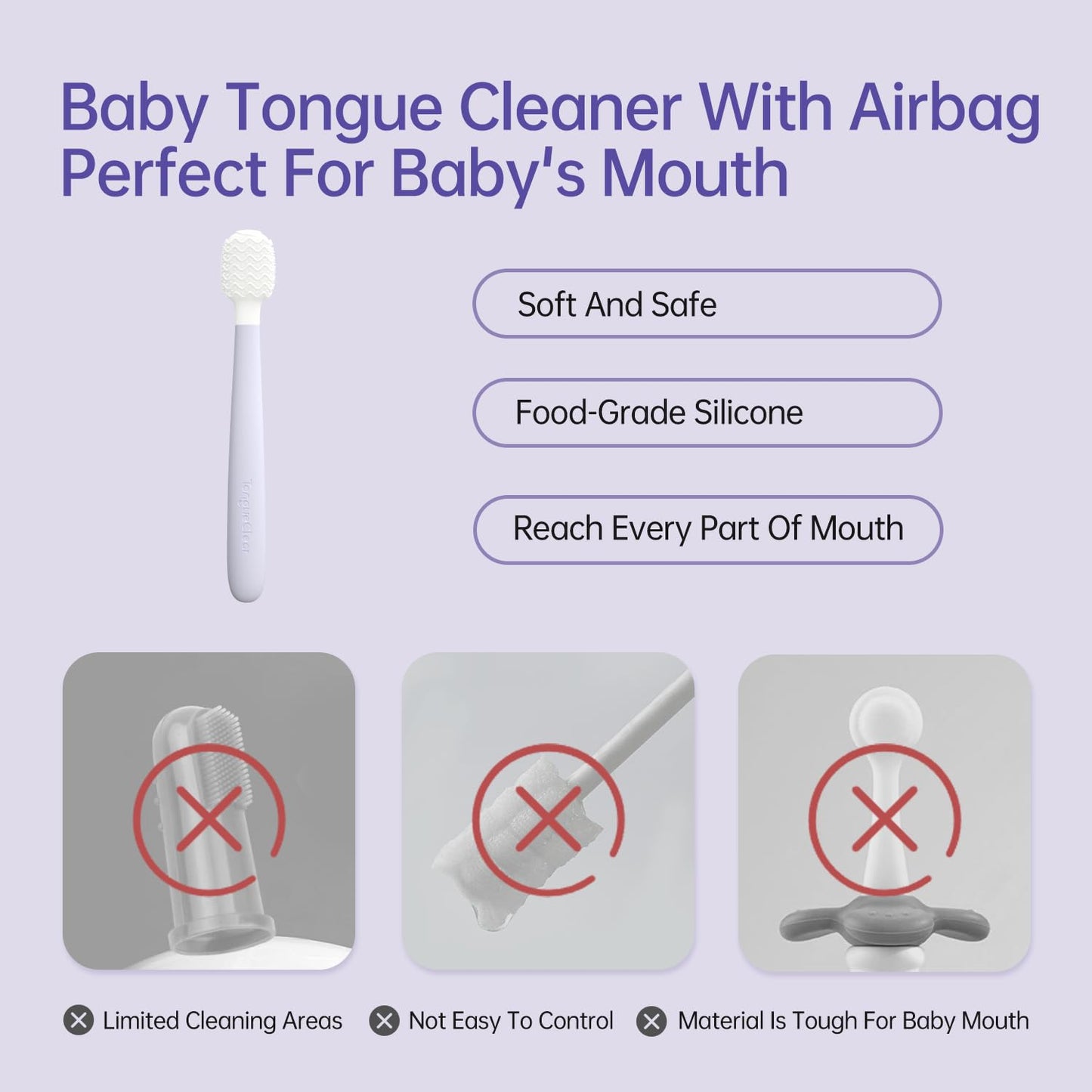 Tongueclear Kids Tongue Scraper - Baby Tongue Cleaner for Infants & Newborns
