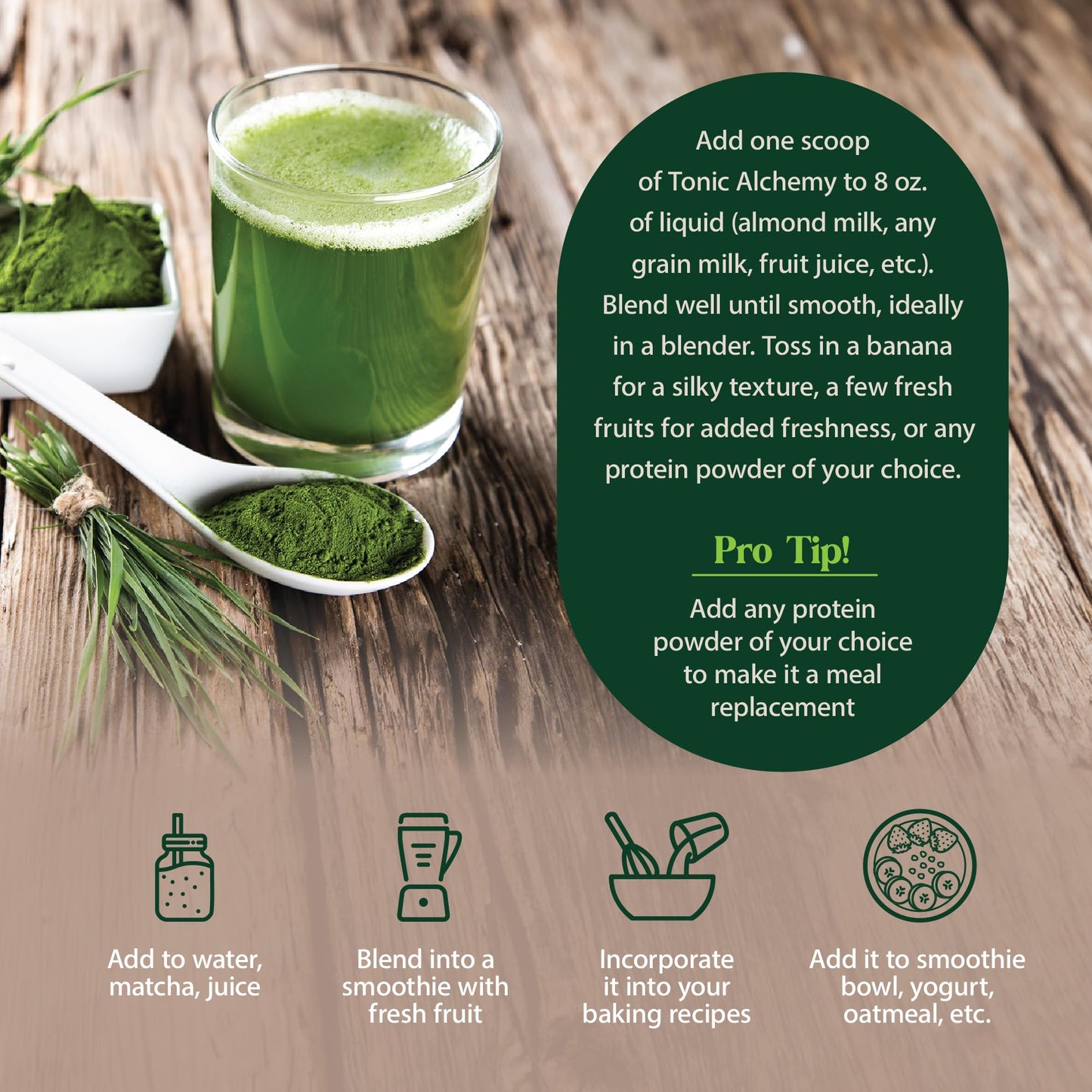 Dragon Herbs Tonic Alchemy Superfood Greens Powder with 91 Ingredients | 30 Servings