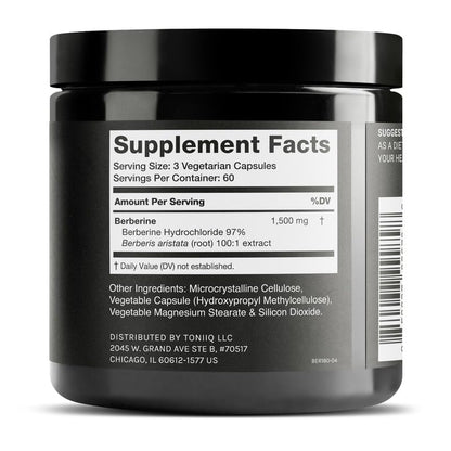 Toniiq Berberine HCl 97% – Himalayas 100:1 Concentrate, 180 Veg Capsules