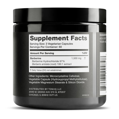 Toniiq Berberine HCl 97% – Himalayas 100:1 Concentrate, 180 Veg Capsules