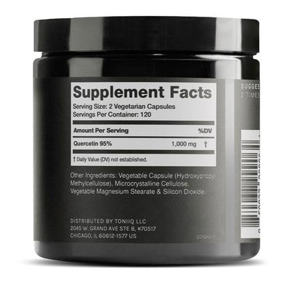 Toniiq Quercetin Capsules 1000mg | 95%+ Pure, Bioavailable Quercetin Supplement | 240 Capsules
