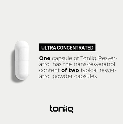 Toniiq Ultra High Purity Resveratrol Capsules - 98% Trans-Resveratrol | 180 Caps