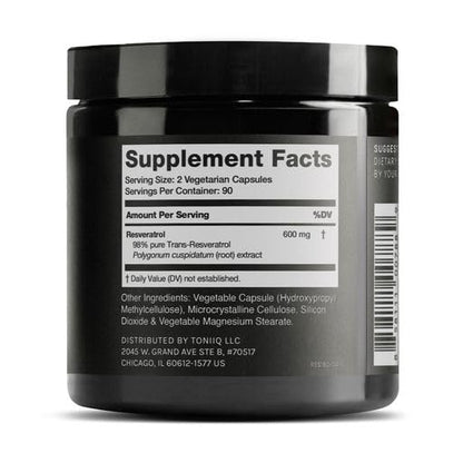 Toniiq Ultra High Purity Resveratrol Capsules - 98% Trans-Resveratrol | 180 Caps