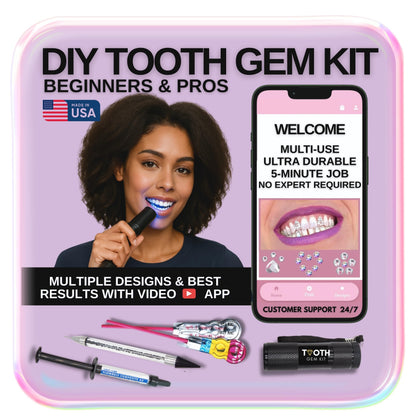 Tooth Gem Kit Pro for Beginners & Pros – 30+ Gems, Glue & UV Light, Made in USA