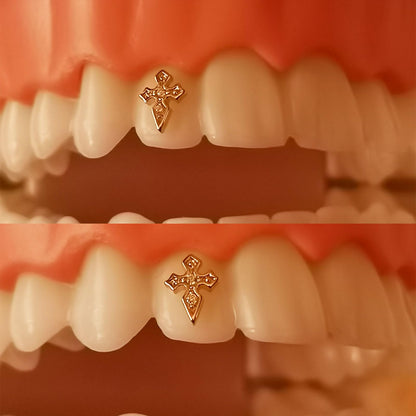 Tooth Gems 8K Gold Cross Design – 5mm Teeth Gems Kit (1 Piece)