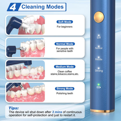 Tooth Polisher & Whitening Kit – 5 Heads, 4 Modes, LED Light, USB Rechargeable